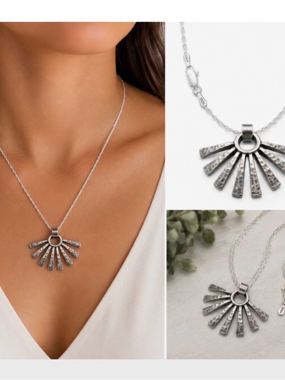 UPDATED! James Avery Sunburst Pendant/Necklace, .925 Silver, Retired Design
